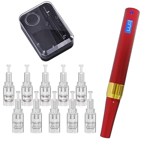 Microneedling máquina pluma para herramienta de maquillaje con 10pcs 0.009 in agujas (A742)