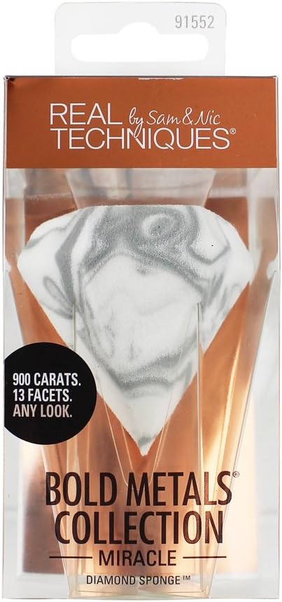 Real Techniques Bold Metals: Diamond Sponge, Create Shadow or Highlighting, Multi Surfaced for Variety of Application, Synthetic Materials, Latex Free