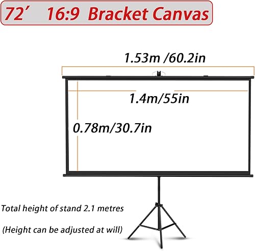 Miniatura 7 de Portable HD Projector Screen With Tripod Stand, Tripod Projector Screen, Adjustable Screen Height, Lightweight Carry, 6072-inch Aspect Ratio 43169