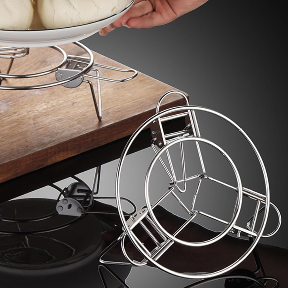 Estante de vapor de acero inoxidable 304, estante de cocina redondo, plegable y retráctil, soporte de vapor de alambre multifunción para vaporizar, calentar y cocinar, apto para horno y 5