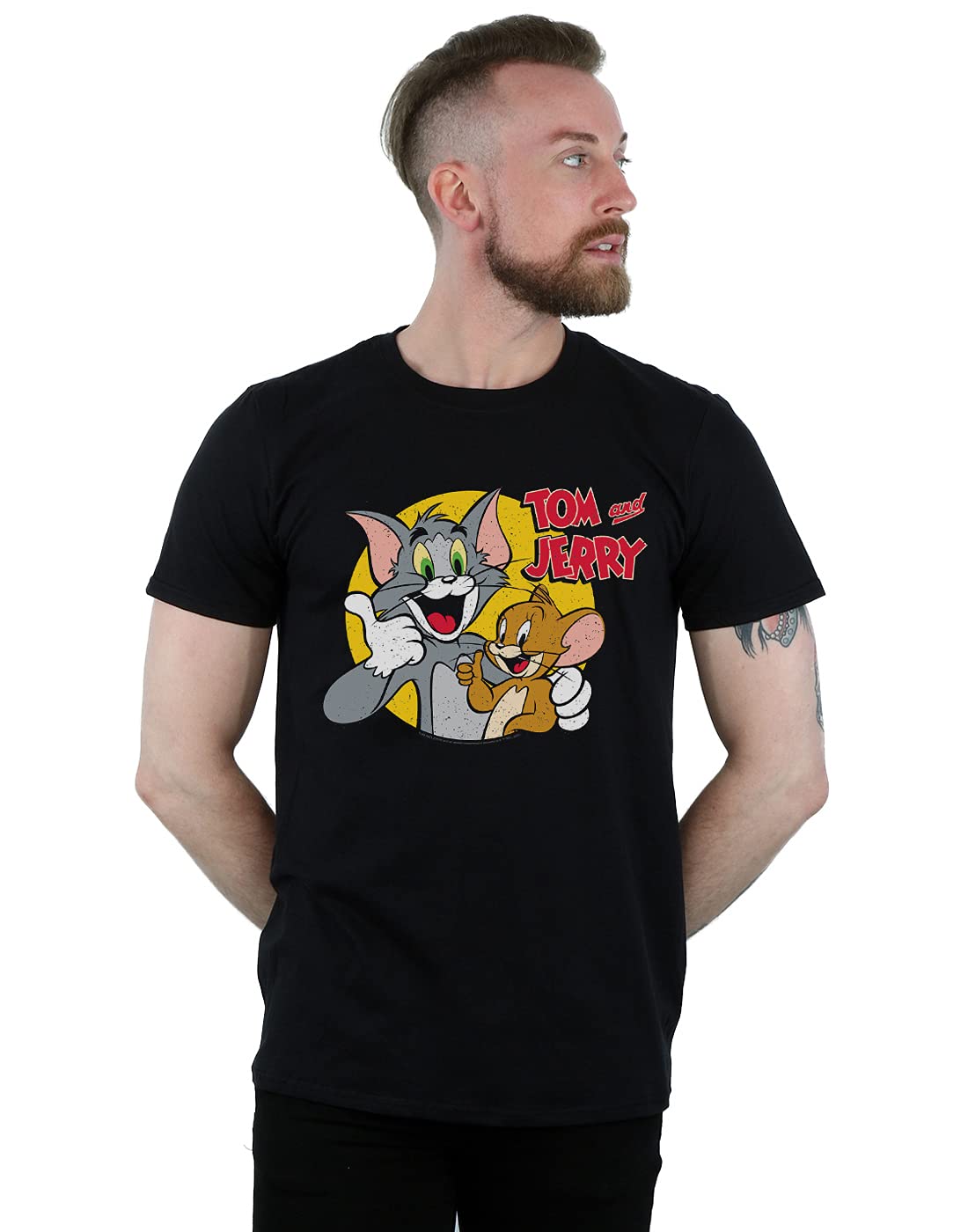 Absolute Cult Men's Black Tom And Jerry Thumbs Up T-Shirt XXXXX-Large