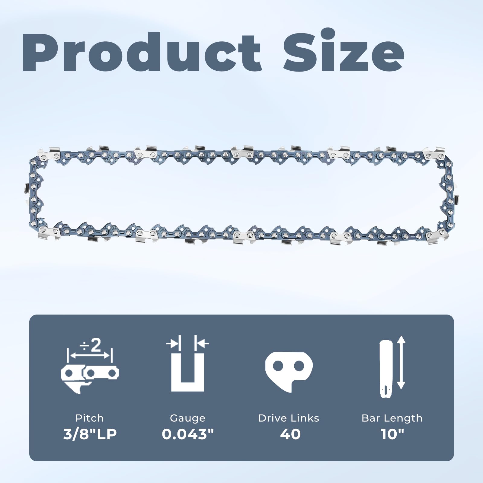 10" Pole Saw Chain Replacement for EGO 56V Pole Saw Model PSA1000,MPS1000,MPS1001,PPSX2504, AC1000 Chain Saw Blade,40 Drive Links 0.043" Gauge 3/8" LP Pitch (3 Pack)