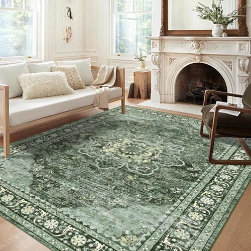 Ileading Bohemian Vintage Area Rug 5x7ft,Machine Washable Low-Pile Living Room