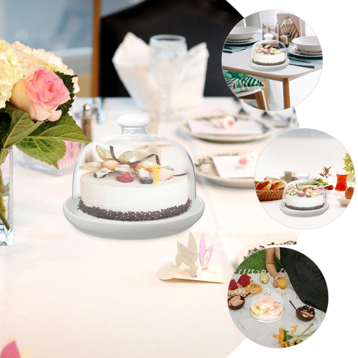 Abaodam 10 Zoll Glas Kuchenplatte mit Deckel für Torten und Gebäck Transparente Servierplatte für Party und Buffet Robustes Backzubehör für Kuchenpräsentation