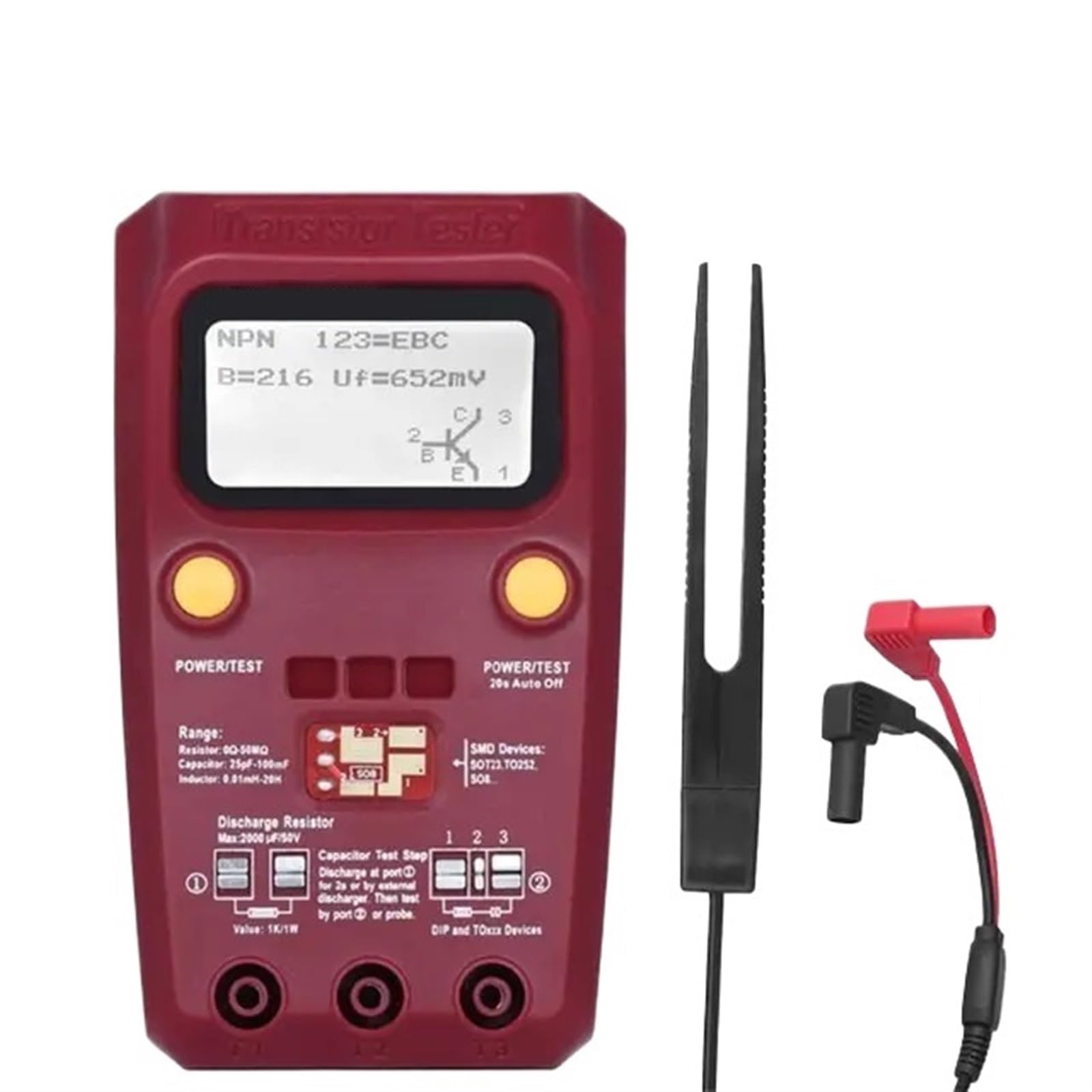 Multimetr cyfrowy, Cyfrowy Tranzystor ESR02 PRO Tester SMD Komponenty Dioda Trioda Rezystor Kondensator Cewka Miernik Multimetr z Pęsetą Wszechstronne możliwości pomiarowe
