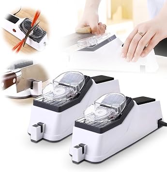 Electric Knife Sharpener, 2024 New Knife Sharpeners for Kitchen 5 Seconds for Quick Sharpening & Polishing with Protective Cover, Portable USB Powered, Professional Home Use Knife Sharpener 2 PCs