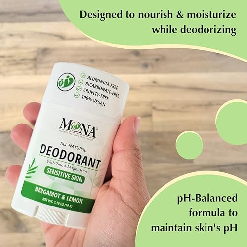 Miniatura 4 de MONA BRANDS - Desodorante natural para mujeres y hombres  Para pieles sensibles  Sin aluminio ni bicarbonato de sodio  (BERGAMOT LIMON 1.76 Oz)