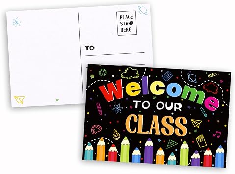 Teacher Postcards for Students - 30Pcs Back to School Postcards for Students Kids from Teacher Welcome to Our Class Postcard Gifts for Back to School Teachers Classroom Supplies