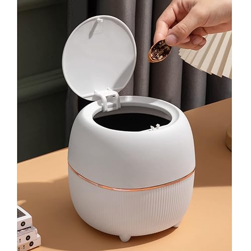 Miniatura 5 de Mini bote de basura moderno con tapa, papelera de escritorio, cubo de basura de plástico para oficina, cesta de basura de plástico para encimera,