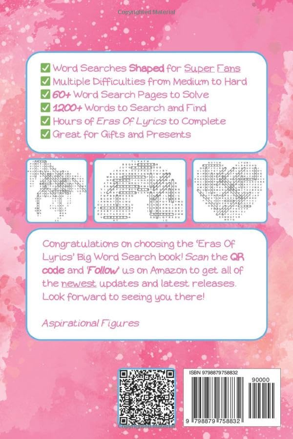 Eras Of Lyrics - Big Word Search Puzzle Challenge: Activity Book, 60+ Specially Shaped Super Fan Lyrics Word Searches For Ages 8-18+ (13 Poets Karma Department) - Image 2