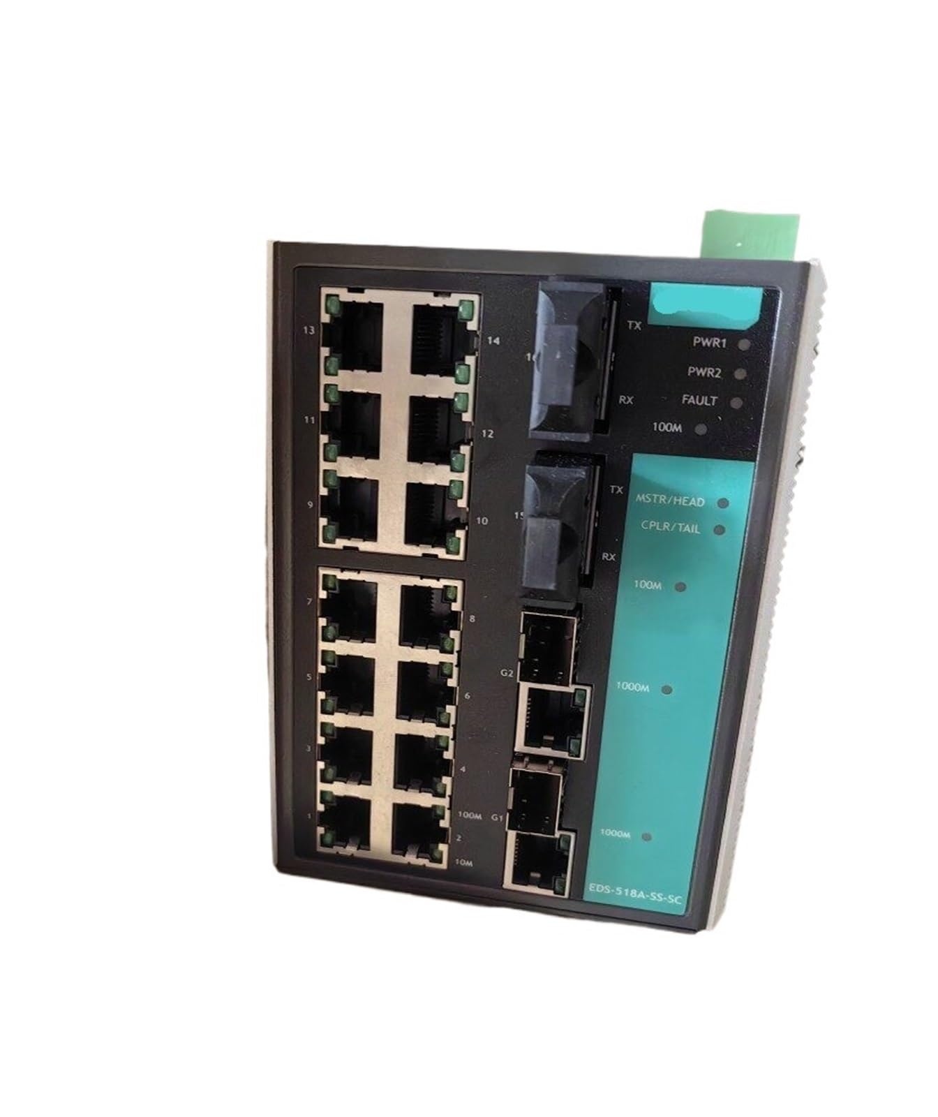 Switch Ethernet Gigabit géré EDS-518A-SS-SC avec 14 Ports 10/100BaseT(X), 2 Ports monomode 100BaseFX avec connecteurs SC