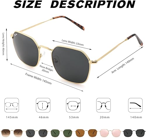 Miniatura 5 de Pro Acme Lentes de sol hexagonales de lente plana para mujeres y hombres, con marco de metal, lentes de sol clásicos, lentes de cristal 100% real