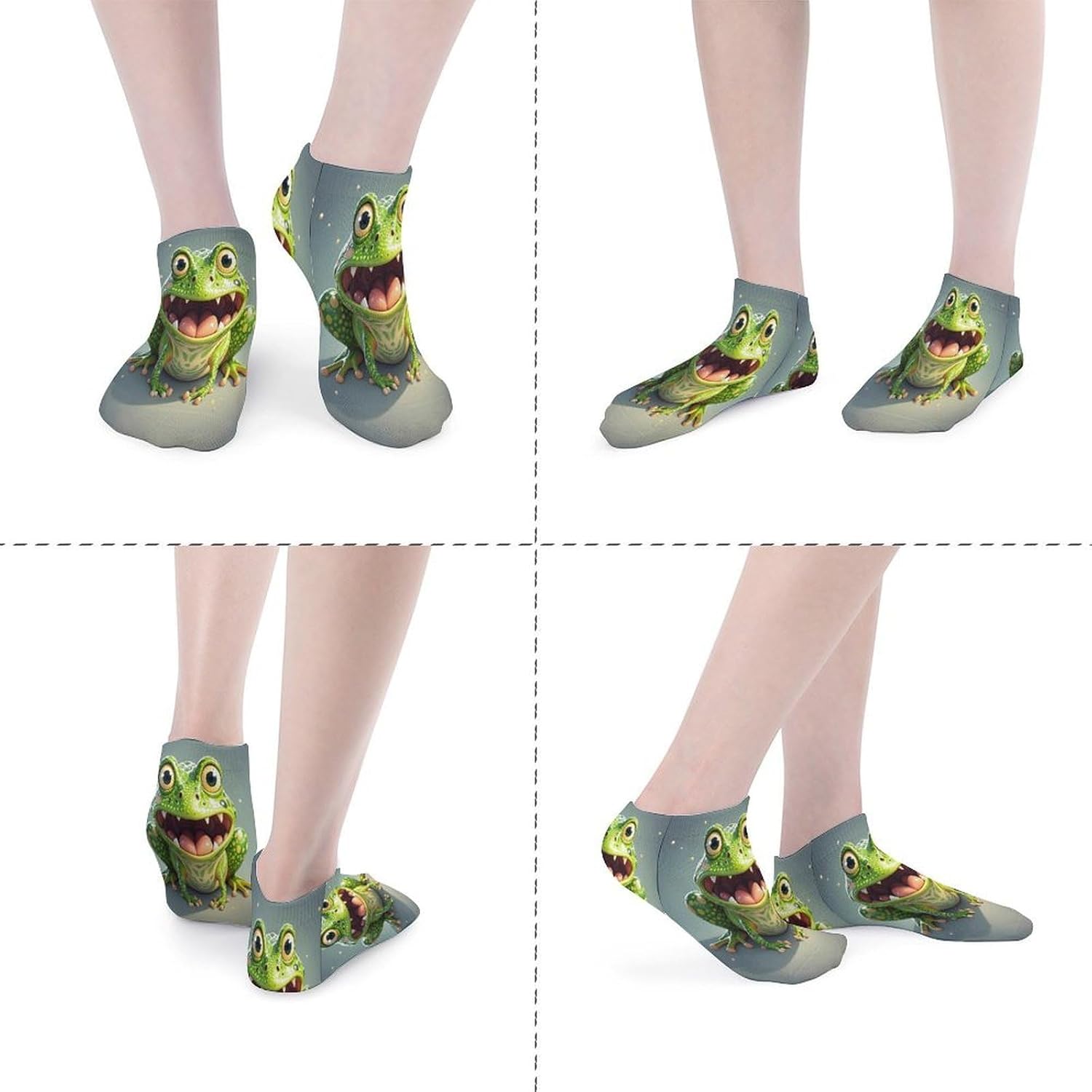 Frog with Mouth Open Ankle Sock-Low Cut Breathable,Basketball Socks for Men Women,Tube Socks for Work Sports