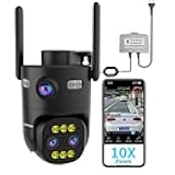 Triple-Lens Outdoor Security Camera with 10X Zoom,Wired 2.4G/5G WiFi Camera for Home Security,24/7 Continuous Recording,Plug-in Power,Auto Motion Tracking,Work With NVR/DVR Surveillance System