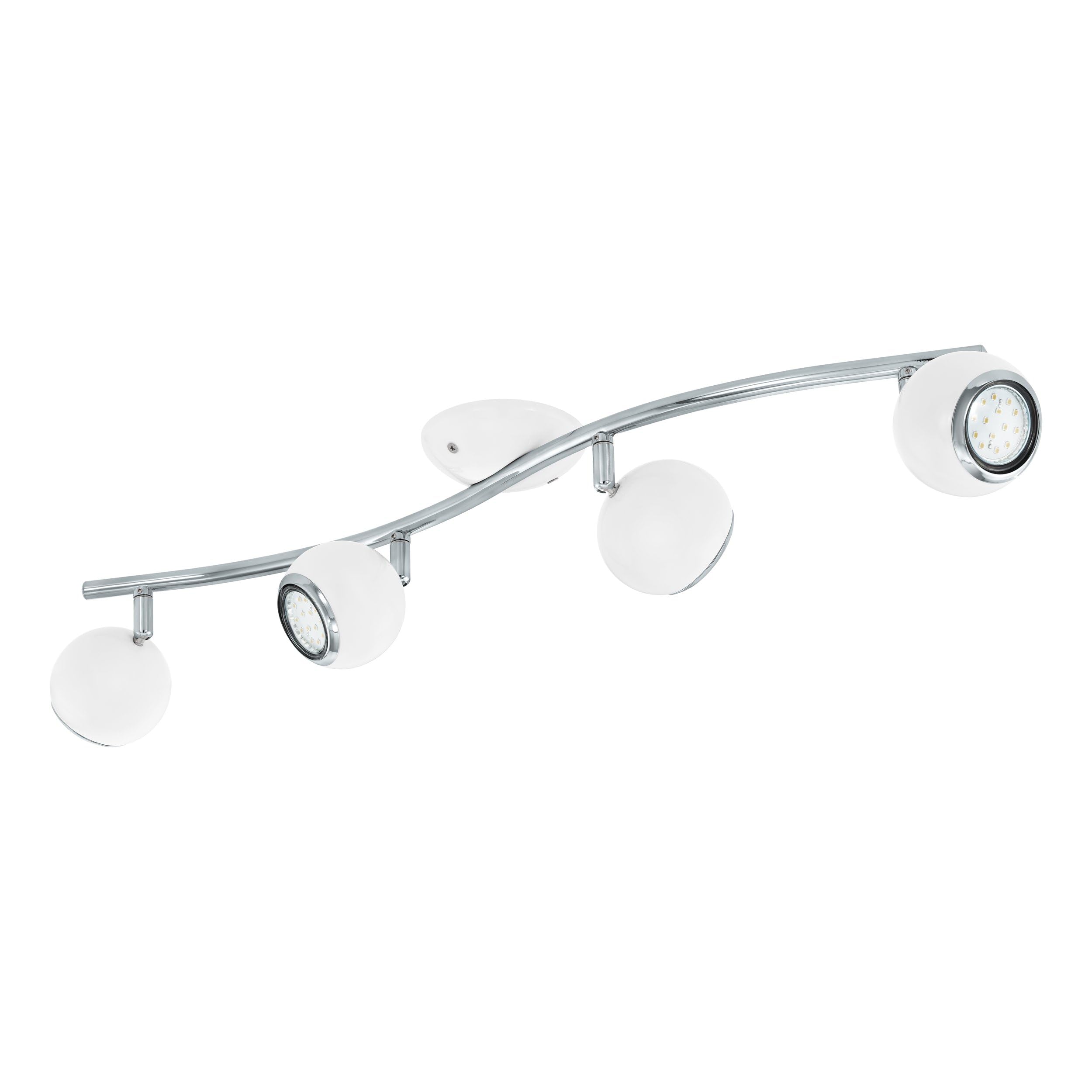 Eglo LED lámpara de techo Bimeda, lámpara de techo con 4 luces, focos | de metal en blanco y cromo, lámpara para salón, spots con bombillas GU10, luz cálida