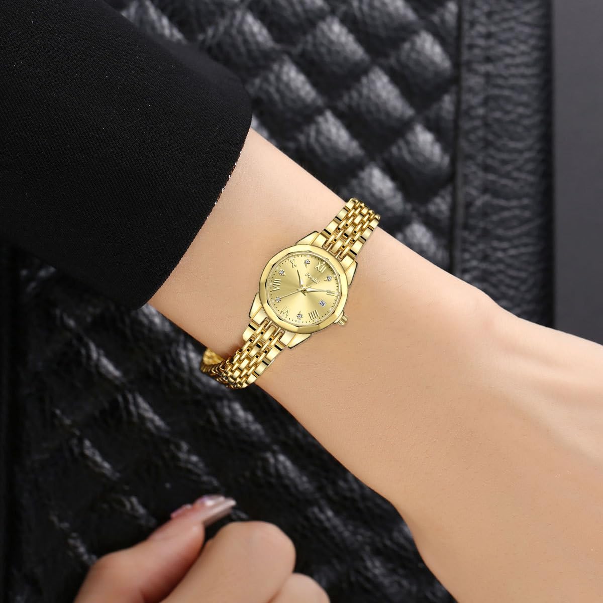 MASTOP Small Gold Watches for Women Easy Read Diamond Date Ladies Quartz Vintage Wrist Watches Luxury Gift for Wife Mother Stainless Steel Exquisite Bracelet Band Tools Included - Image 6