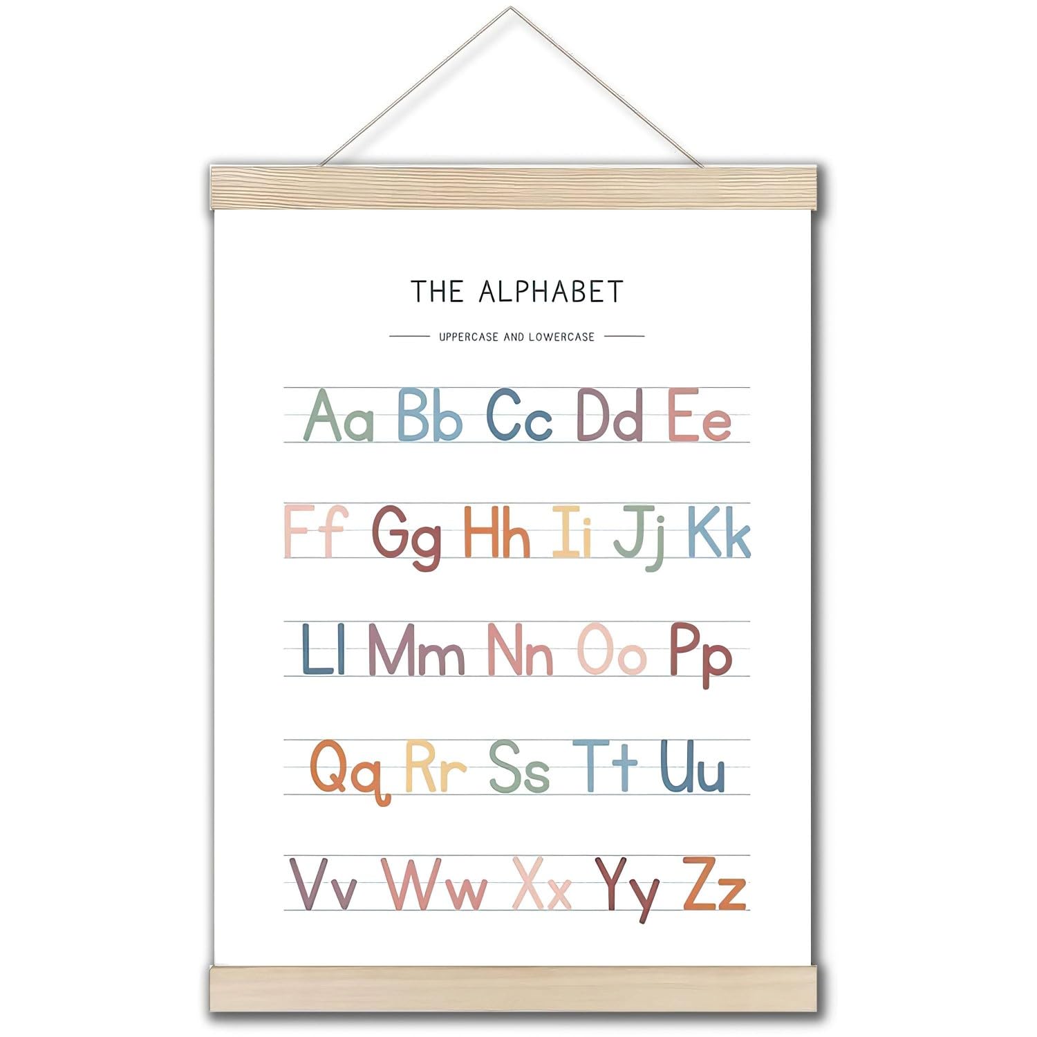 Alphabet Numbers Poster Hanger Frame, Nursery Wall Decor, ABC Banner Poster Wall Art with Wooden Frames, Alphabet Banner Wall Hanging Decor for Toddler Playroom Nursery,Abc Banner 12x16 Inch
