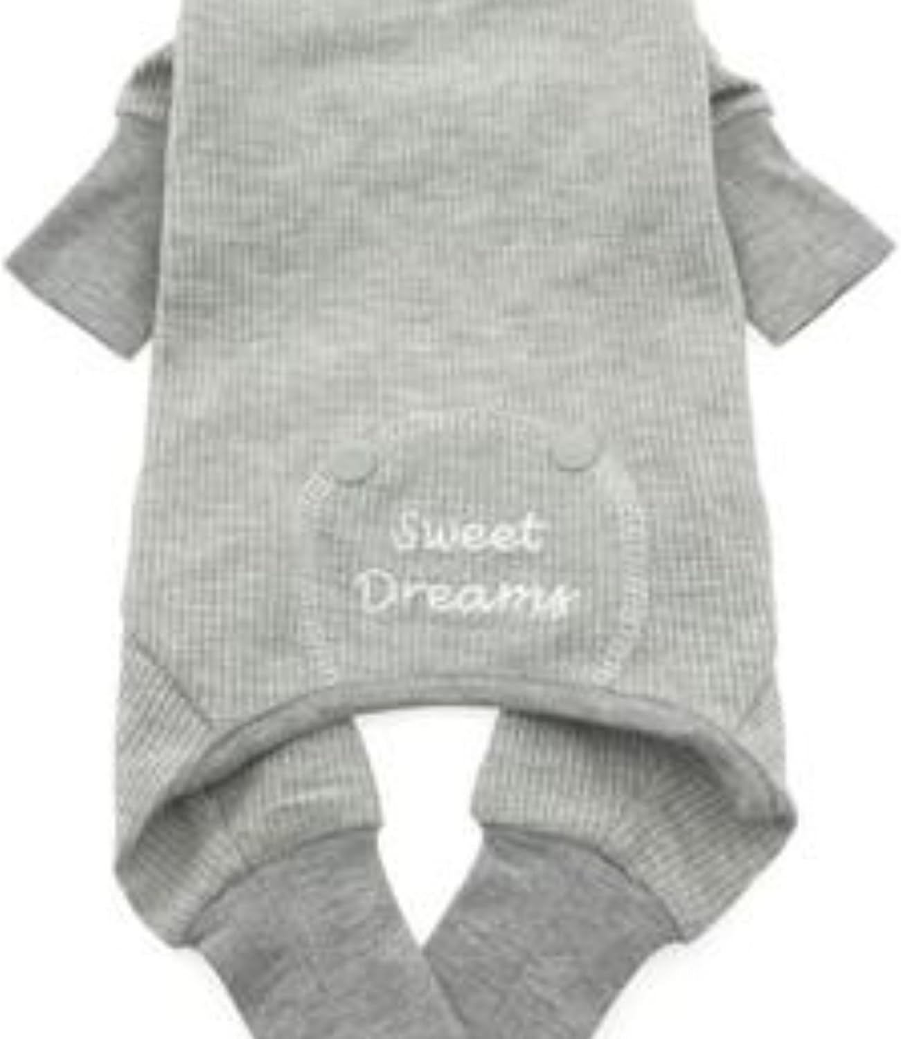 DOGGIE DESIGN Sweet Dreams Soft Cotton Thermal Dog Pajamas (L, Gray)