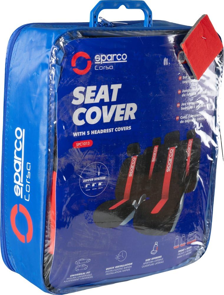 Sparco SPC1013 CLASSIC - Juego de Fundas para Asientos de Coche, 11 Piezas, Color Rojo