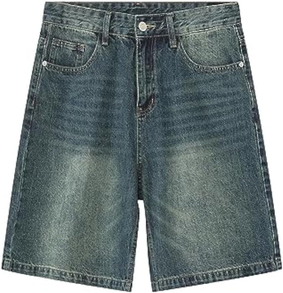 CUTEGAL Unisex Jorts Women Mid Rise Denim Shorts Wide Leg Baggy Jeans Men Casual Streetwear Y2k Pants