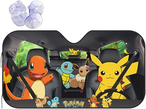 Parasoles plegables de anime para parabrisas de automóvil, ajuste universal, 51.2 x 27.5 pulgadas, mantiene tu vehículo fresco, UV y reflector de