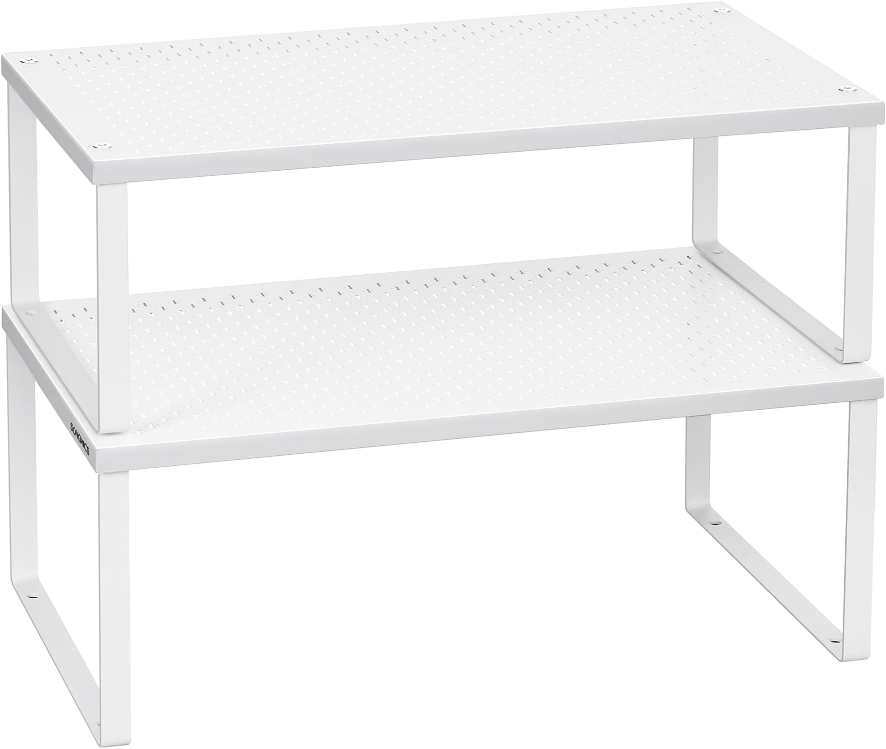 Spice Racks, Set of 2 Metal Cabinet Shelf Organizers, Countertop Organizers, Shelf Risers, Stackable, Expandable, White UKCS401W01