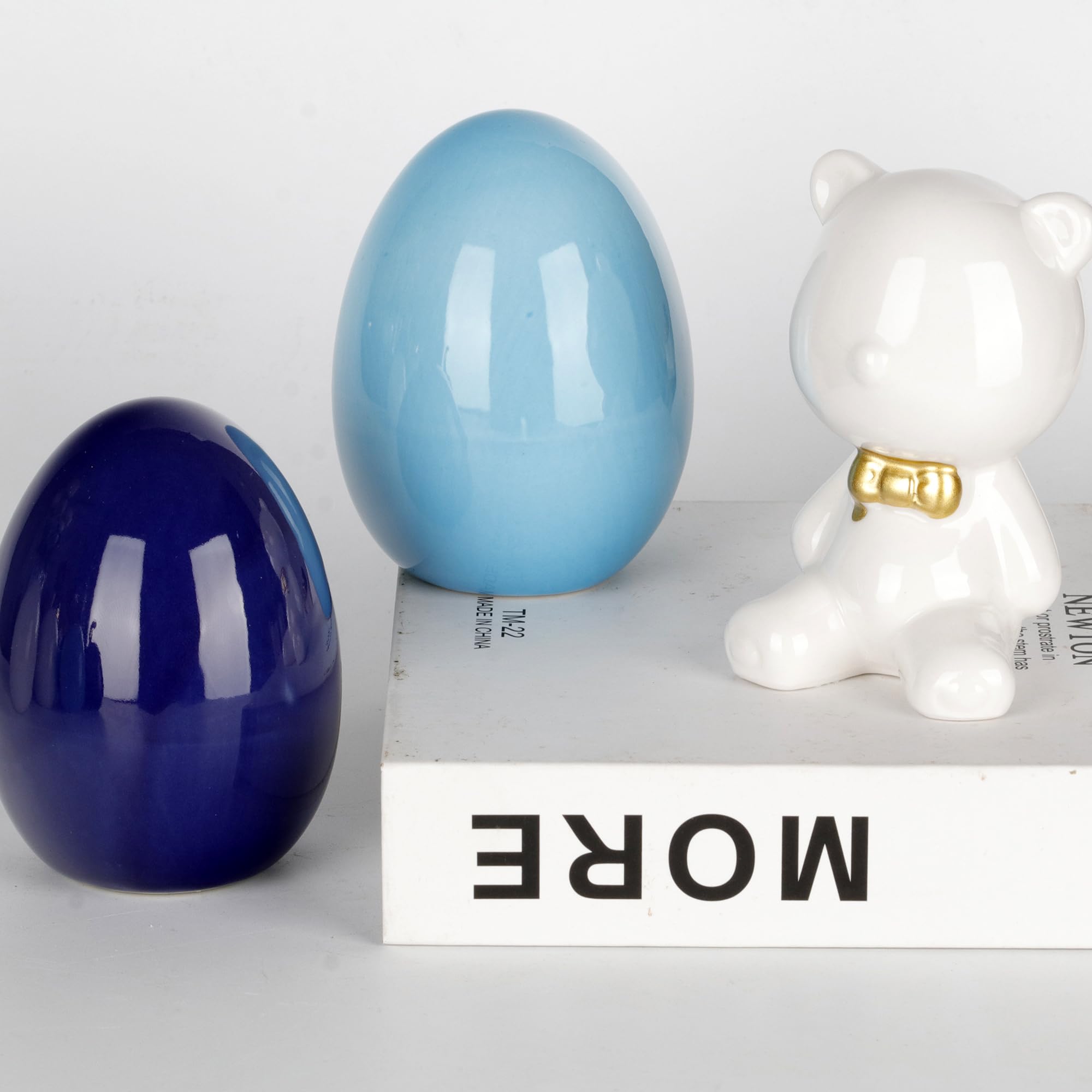 Wisifayardin 6pcs White Blue Ceramic Easter Eggs Tabletop Decoration