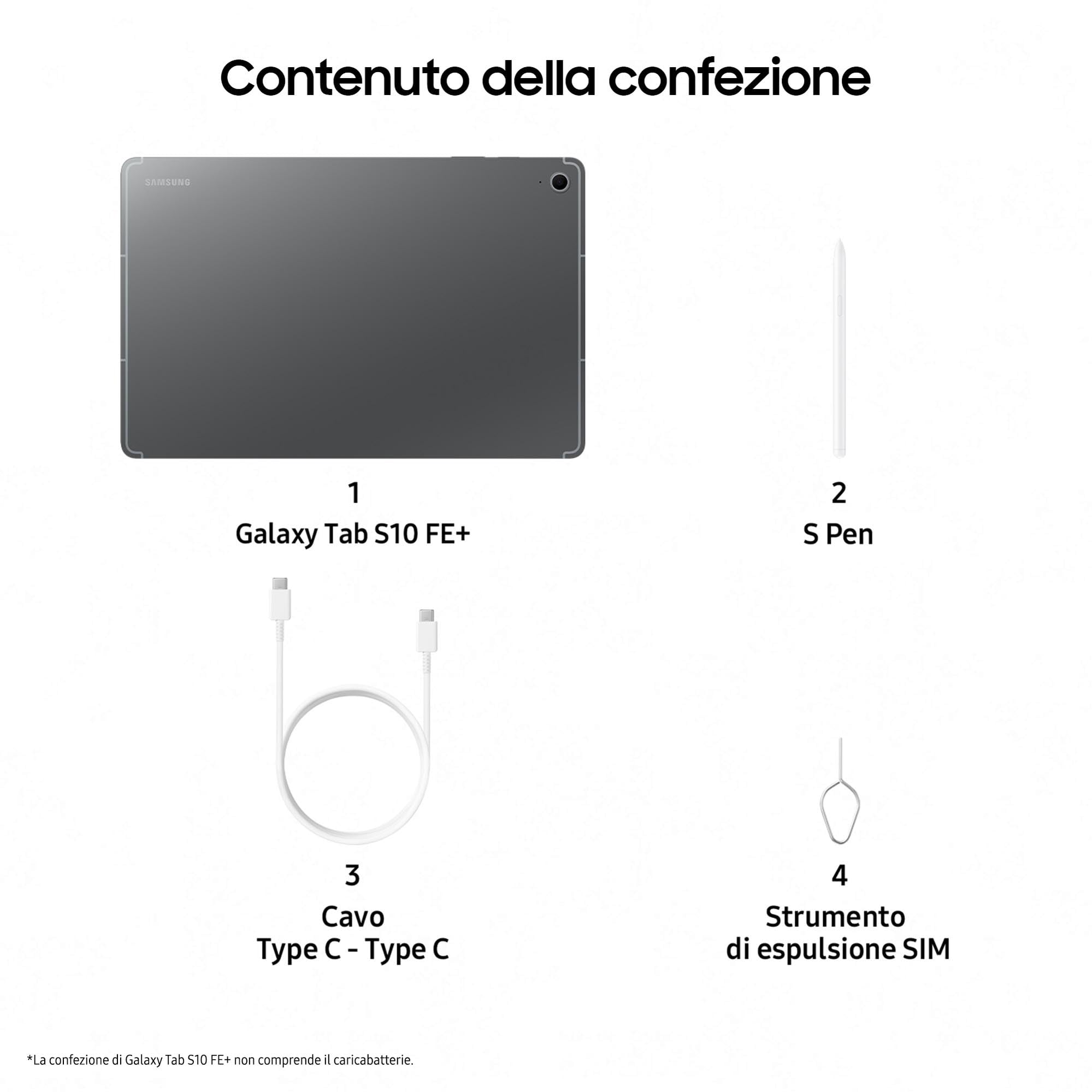 Samsung Galaxy Tab S10 FE+, 3 anni di garanzia, Android Tablet, Display 13.1"LCD, Wifi, RAM 8GB, 128GB, 10.090 mAh, S Pen, Android 15, IP68, Gray [Versione italiana]