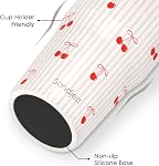 Cherry Stainless Steel Straw Lid Tumbler 30oz with Carry Handle for Women Girls, Aesthetic Insulated Travel Coffee Cup, Gift for Sports Workout Birthday Christmas