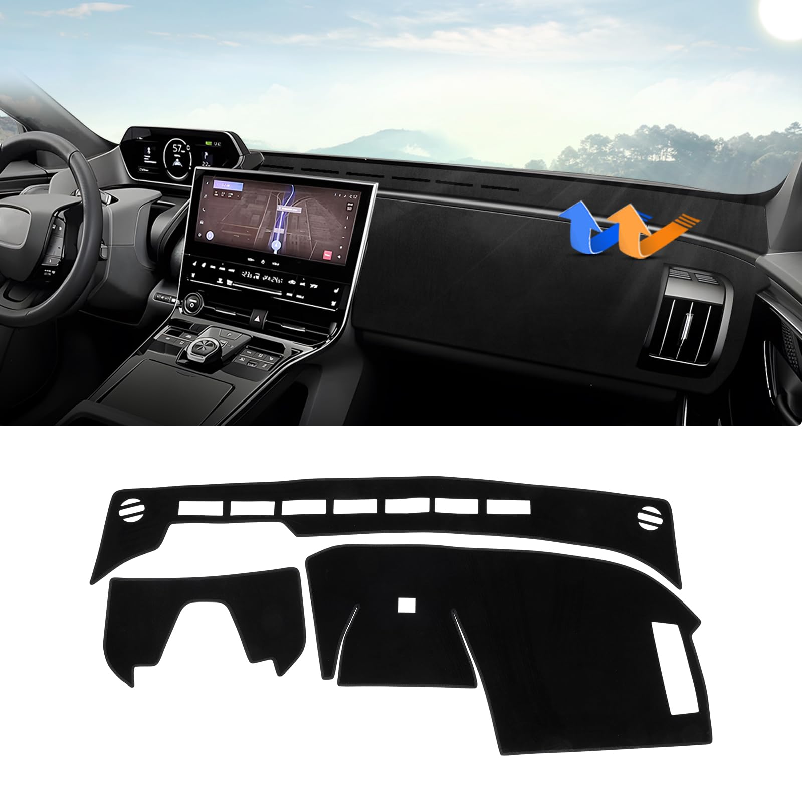 Autorder Dashboard Cover Mat for Toyota bZ4X /Subaru Solterra 2023 2024 2025 Accessories Dash Cover Upgrade Velvet Dash Mat Sunshade Glare UV Rays Protector