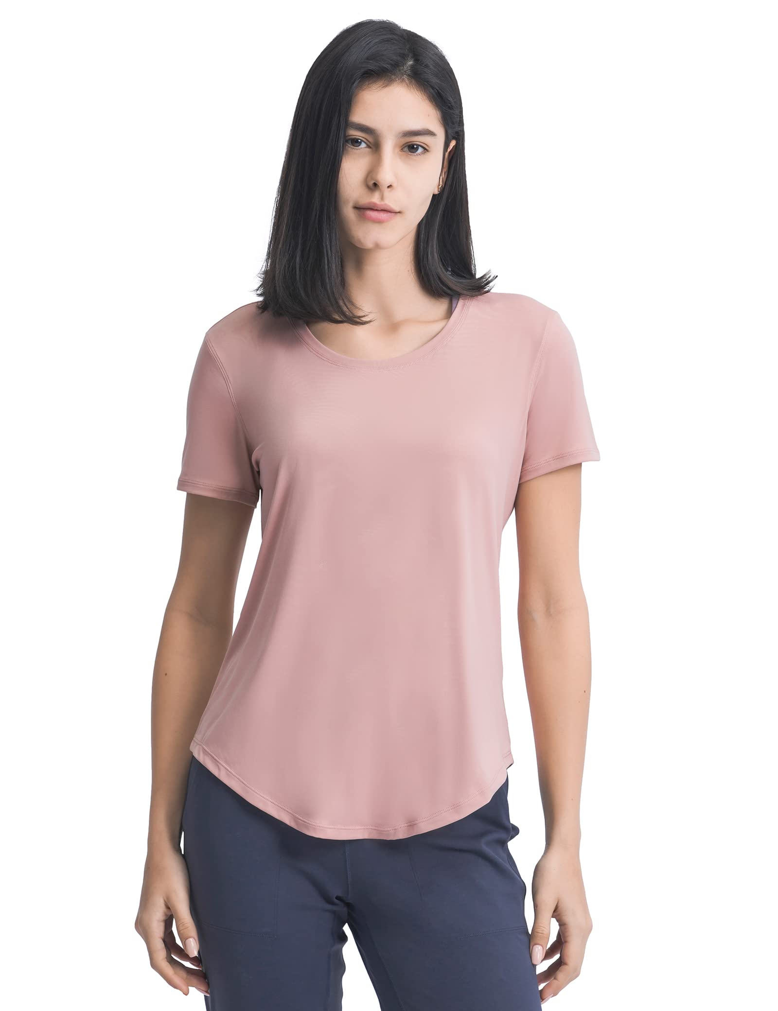 Damen Funktionsshirt Kurzarm, Schnelltrocknendes Sport T-Shirt Leichtes Laufshirt Rundhals Trainingsshirt Oberteile Shortsleeve für Laufen Fitness, 3er Pack, 3 To, XL