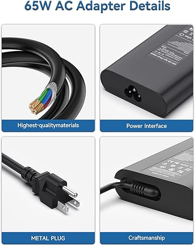 Miniatura 4 de Cargador USB C de 65 W y 45 W para laptop compatible con Dell Latitude 5420 5520 5320 7410 7390; apto para XPS 12 9250 XPS 13 9350 9370; apto para