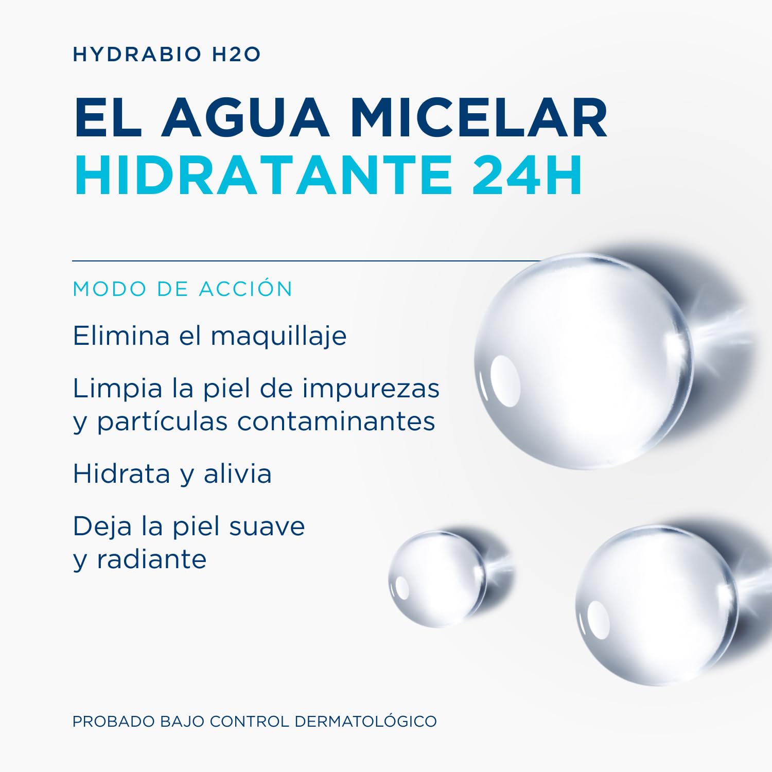 BIODERMA Hydrabio H2O - Agua Micelar Dermatológica - Limpia, Desmaquilla e Hidrata - Elimina Impurezas y Polución - Recomendada por Dermatólogos - Frasco 500 ml