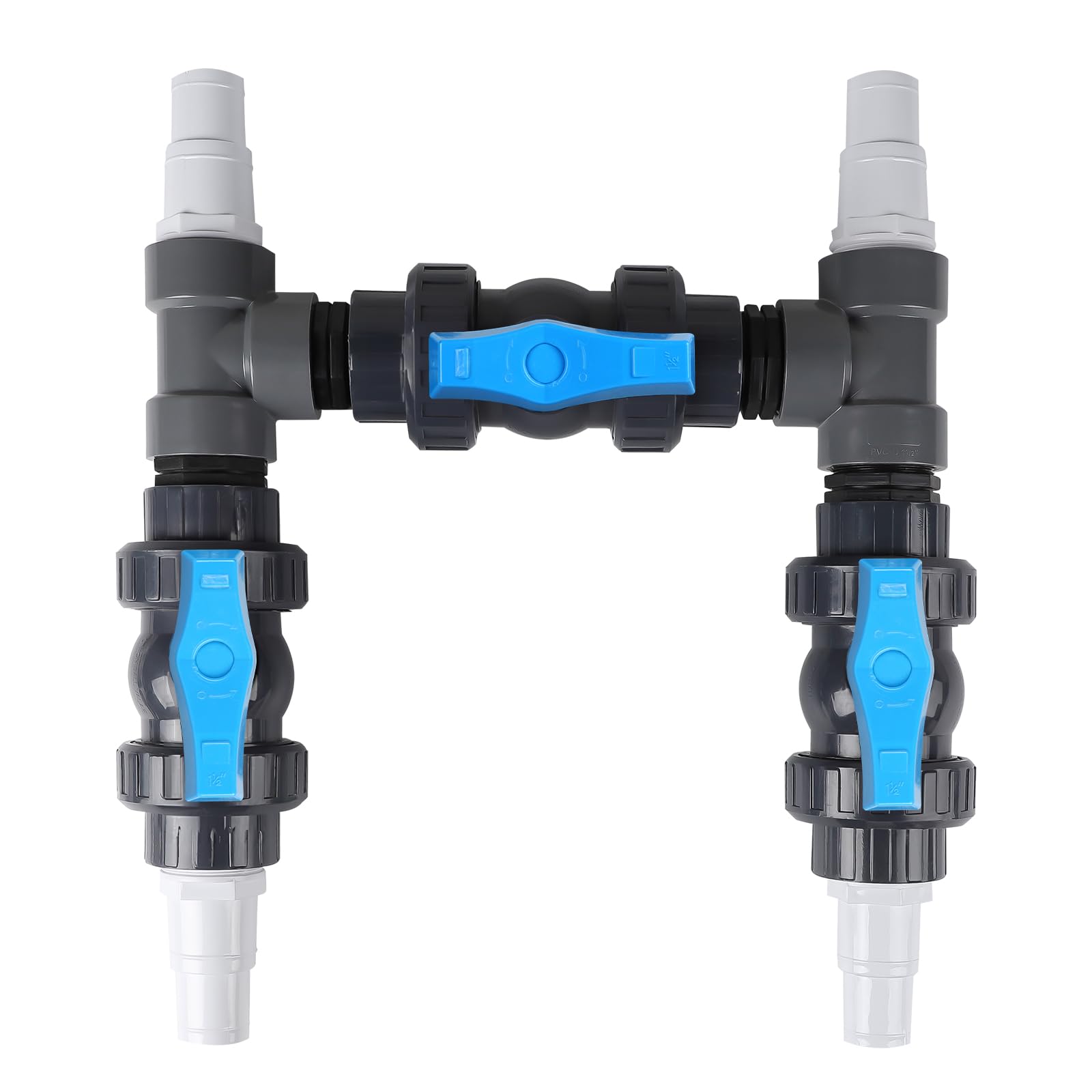 SWAWIS Pool Bypass Set 32/38mm Wärmepumpe Pool Bypass Poolheizung Wärmepumpe Solar Heizung PVC Rohr Kugelhahn DN50, Präzise Regulierung des Wasserdurchflusses