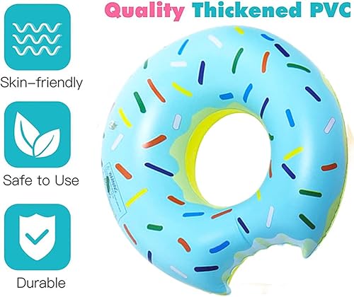 Miniatura 6 de Paquete de 2 flotadores inflables de piscina en forma de dona para verano, playa, agua, decoración de fiesta