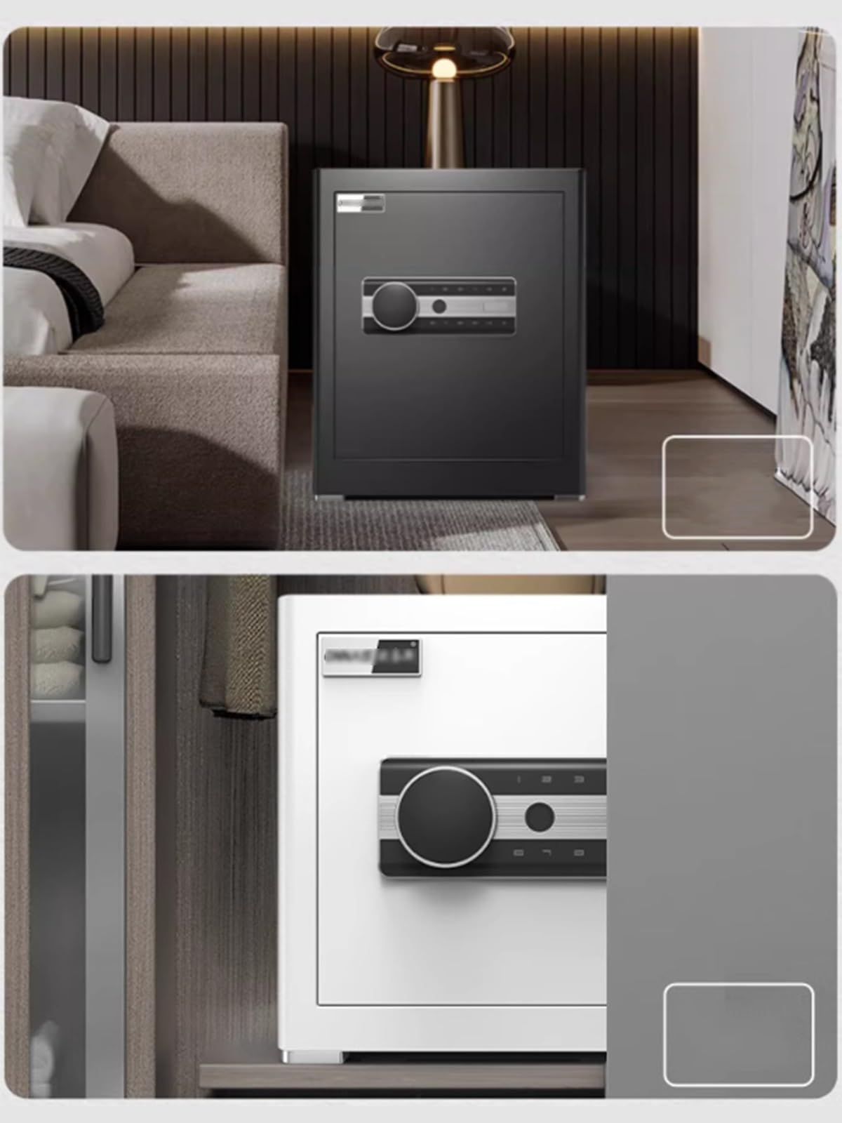 Home Smart Safe, Cassaforte Antifurto con Impronta Digitale E Password per Camera da Letto, Soggiorno 40 Cm/45 Cm(Weiß,40CM)