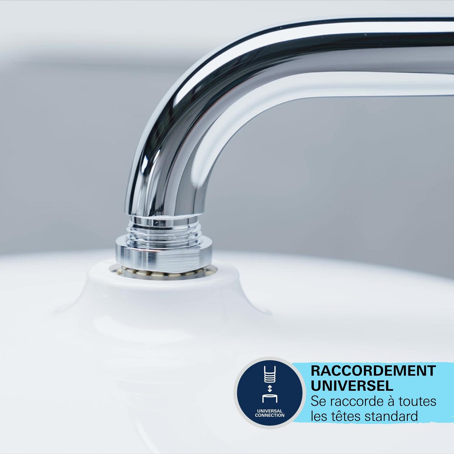 GROHE Douche de tête Vitalio Joy 260, 3 jets, raccords filetés 1/2", douche ronde 260mm, douche de tête pivotable, installation et nettoyage rapide, économie d'eau, chromé, 26462000 (Import Allemagne)