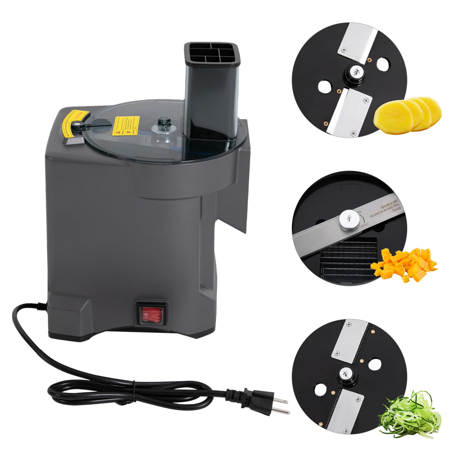 3-in-1 Commercial Vegetable Chopper, 110W 110V Electric Food Processor with 3 Blades, Multifunctional Automatic Dicer, Slicer & Shredder, Professional Heavy Duty Fruits Cutter, for Commercial&Home Use