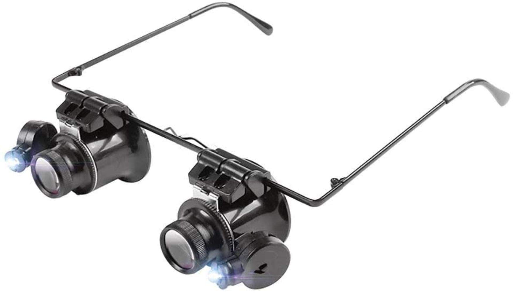 asdchZen Hands Free Headband Magnifier With Led Light,Watch Repair Magnifier With Light,Head Mounted Magnifying Glass With Led Light,With 20X Magnification Lens For Loupe,Watch
