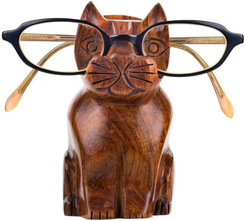 Matr Boomie Cute Handmade Rosewood Cat Eyeglass Spectacle Holder Stand Display Optical Glasses Accessories