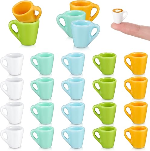 20 tazas de café de cerámica, tazas de té, casa de muñecas, miniaturas, alimentos, cocina, habitación, decoración de manualidades, accesorios