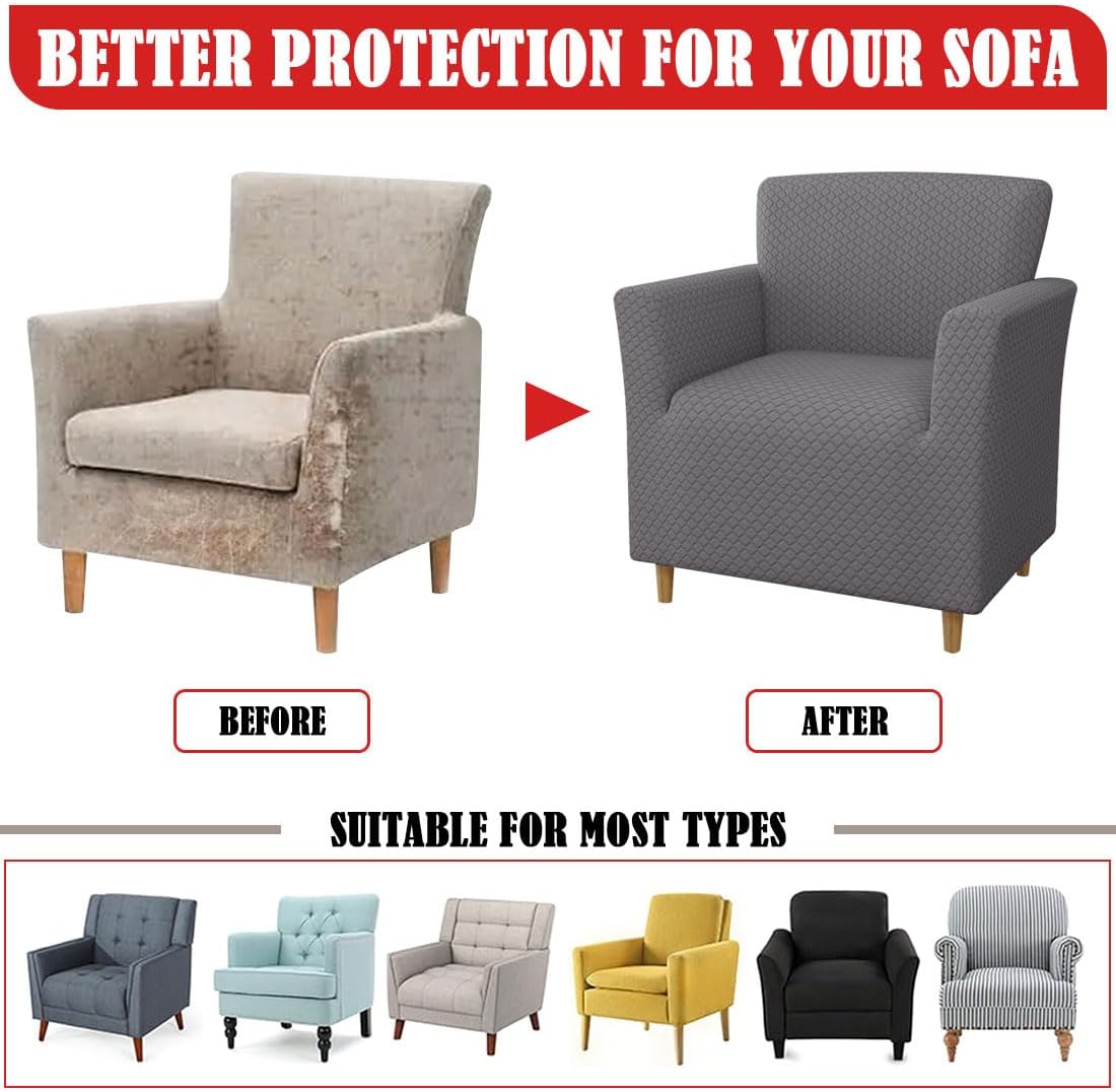 Armchair Covers Banquet Armchair Slipcovers with Arms Soft Sofa Covers Modern Furniture Protector for Living Room 1Pc Gray