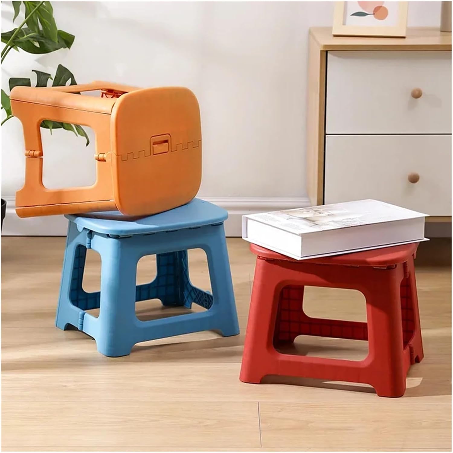 Portable Household Folding Stool Plastic Outdoor Camping Fishing(Blue)