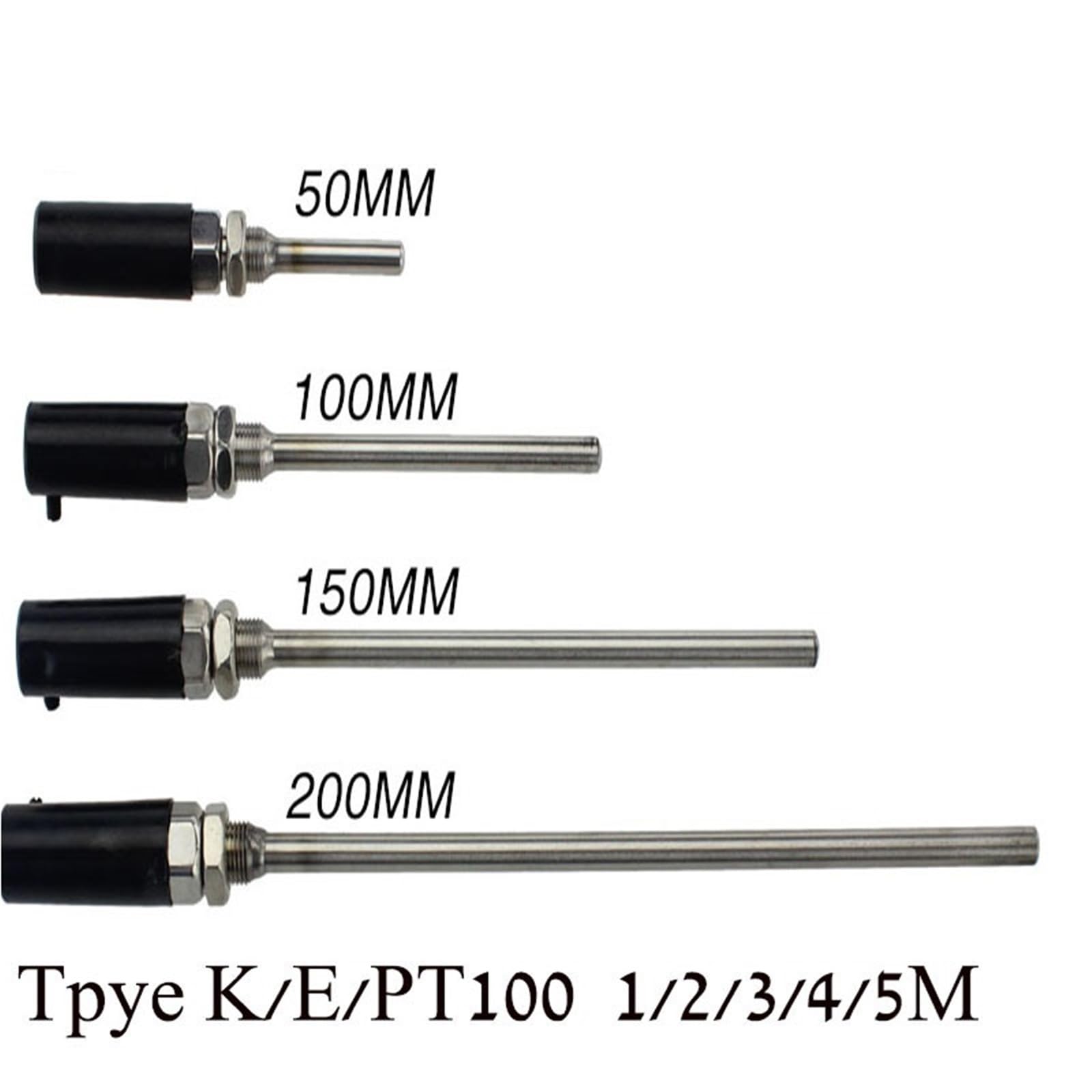 1 stücke K/E Typ Thermoelement Temperatur Stab PT100 Sensor Platin Thermische Widerstand wasserdichte M12 Ofen Steuerung(PT100 5M,50mm)