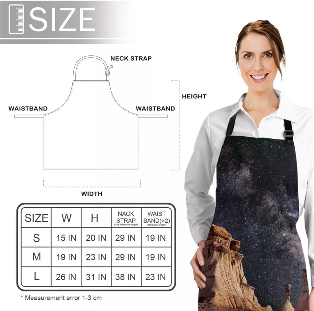 Desert Landscape Under the Stars Printed Kitchen Cooking Baking Aprons Canvas Sleeveless for Women Man Kids Home
