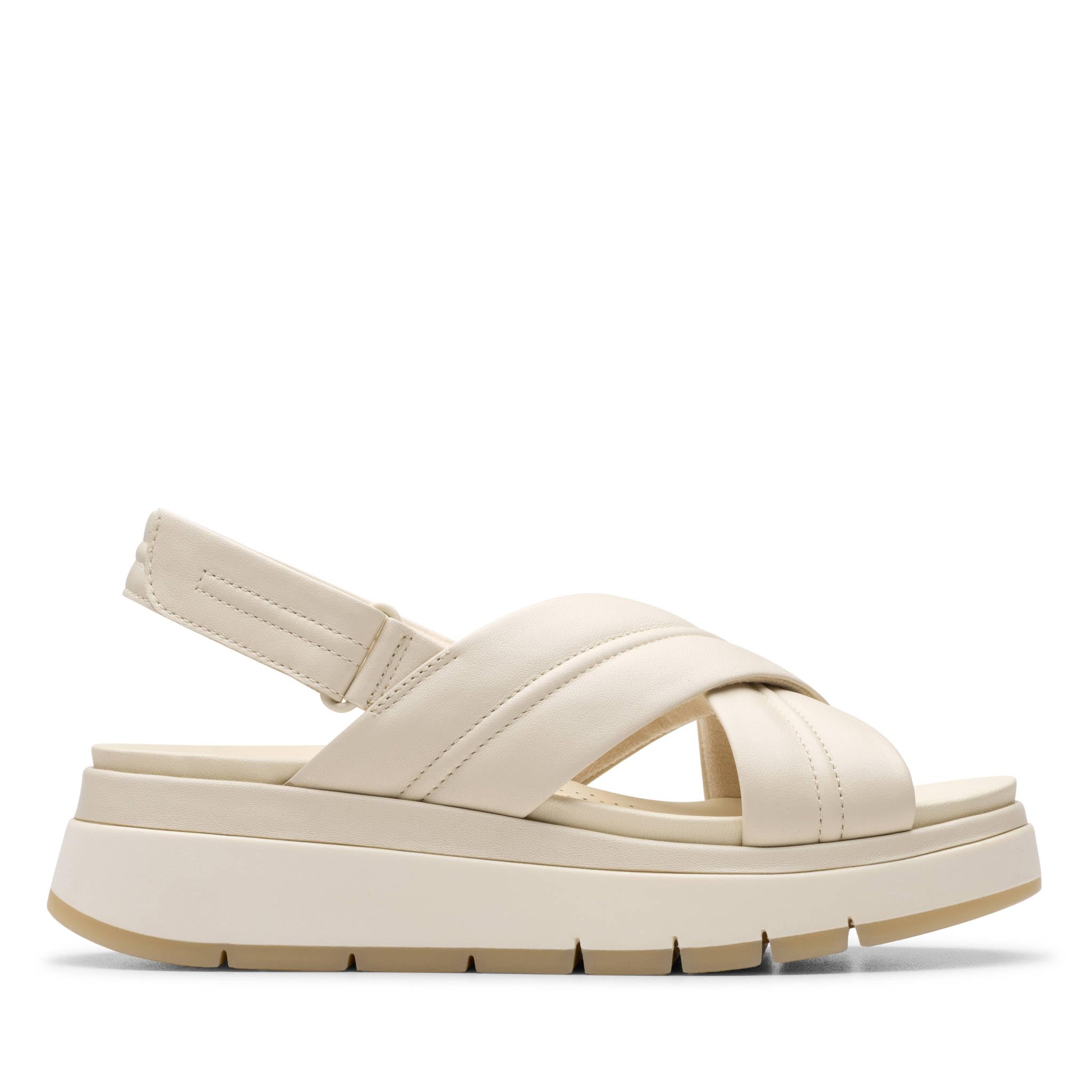 Clarks Women's Tuscan Cross Sandal, Cream Leather, 7.5 UK
