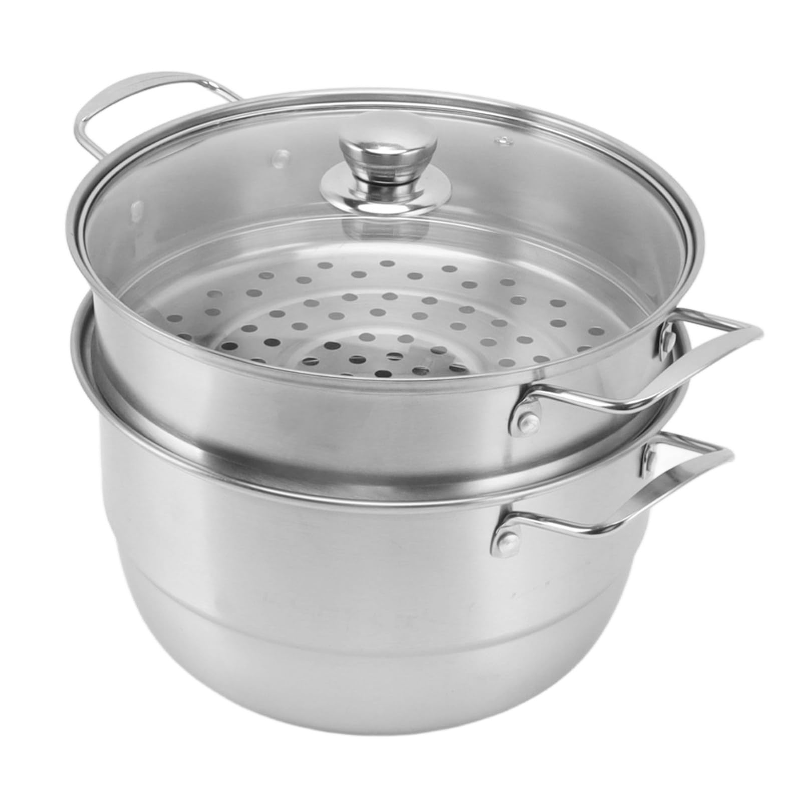 Olla De Vapor De Acero Inoxidable Para Cocinar, Olla De Vapor De 28 Cm, Vaporera De Pescado Con Tapa De Vidrio, Sartén Para Cocer, Olla Al Vapor, Utensilios De Cocina, Vaporera Para Verduras(3 Tier)