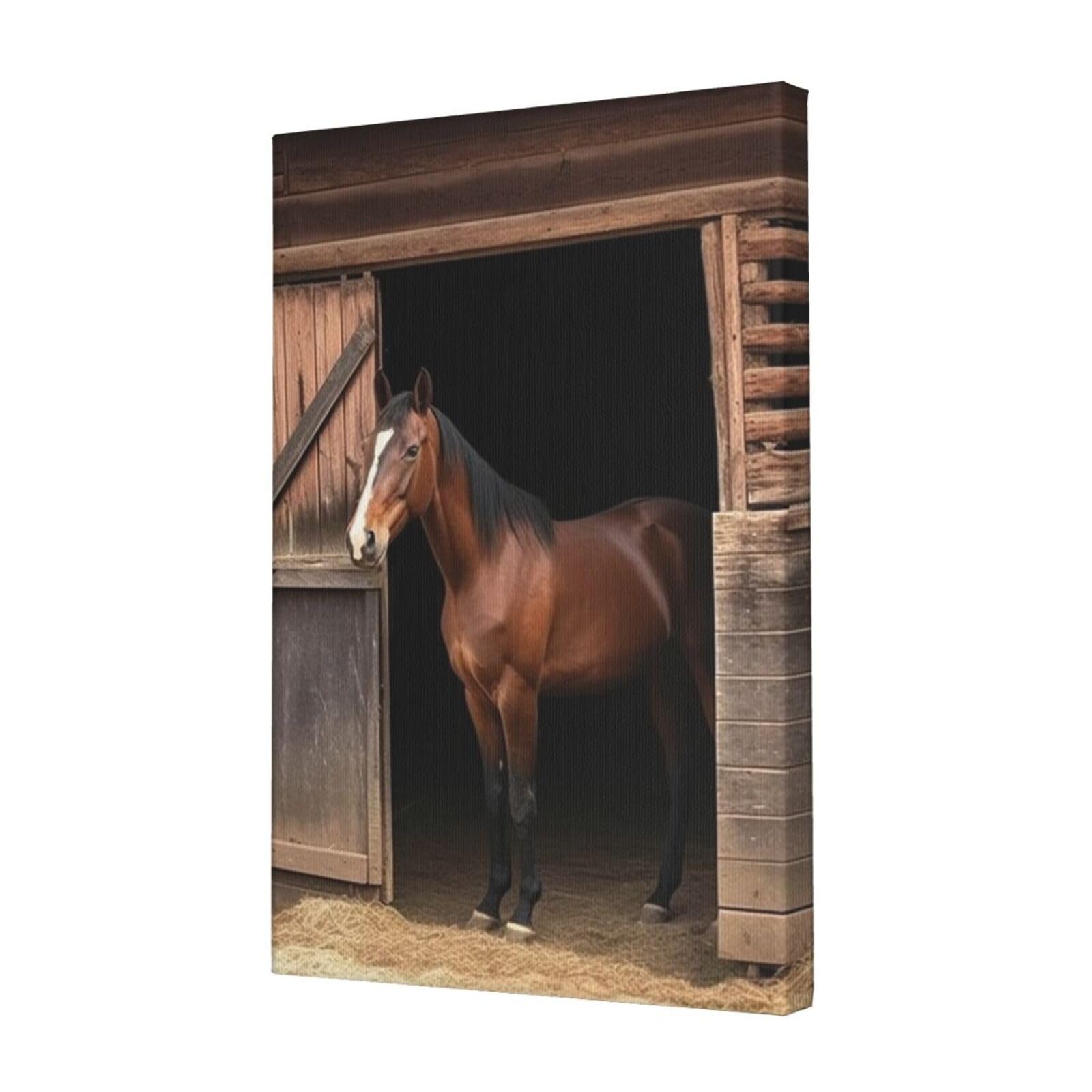 FodPand Barn Horse Canvas Wall Art for Living Room Wall Decor 12"x18" Modern Artwork Painting Pictures Hanging Canvas Prints Aesthetic Wall Art for Bedroom Bathroom Office Wallart Decor