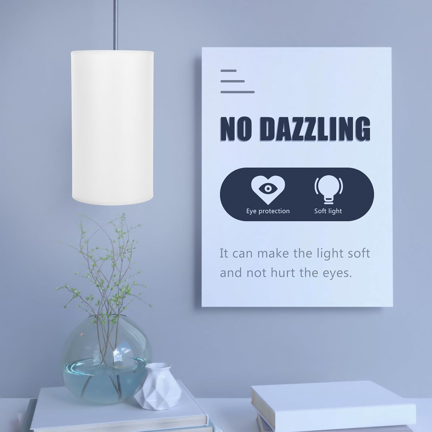 Generic Tall Drum Lampshades Set of 2: White Linen Cylinder Lamp Shade Diameter: 5.5” Height: 9.83” Cylinder Drum Lampshades for Table Lamps Chandelier