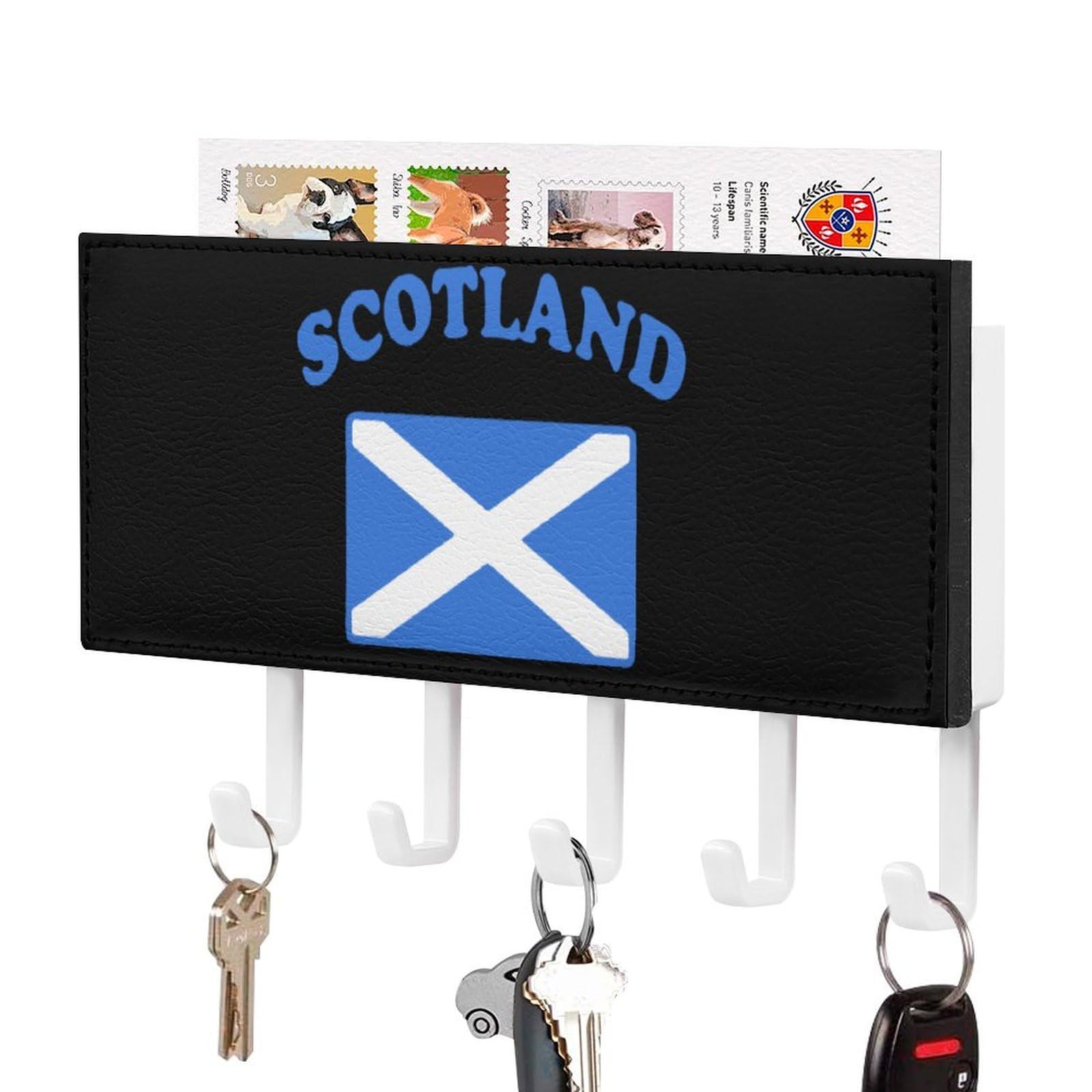 NCLQVJXZKHW Flag of Scotland Key Holder with 5 Hooks Key Hooks Wall Mounted Key Racks Key Hanger Organiser Shelf